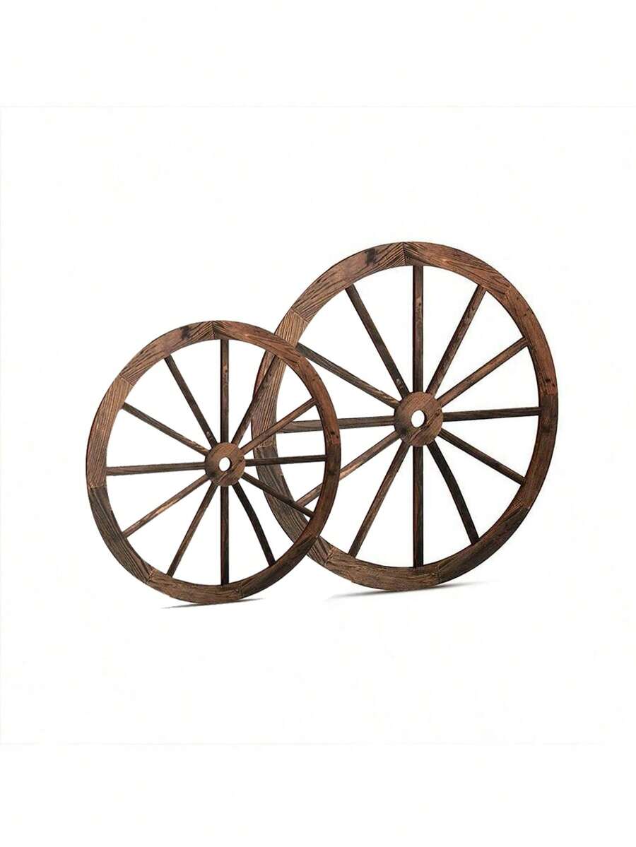 Pieza decorativa de arte en estilo vintage con rueda de camión/carruaje de madera - Redondo de 15/20cm Estilo rústico y campestre, adecuado para jardín, bar, posada, garaje y decoración de pared para jardín rural, en color marrón con cuerda de arpillera