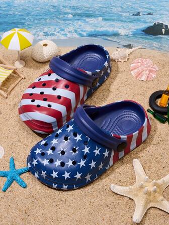 1 双男童舒适时尚休闲轻便可爱卡通户外沙滩凉鞋，适合夏季