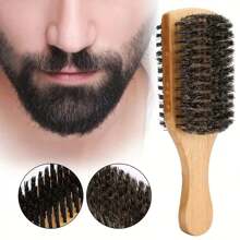 Boar Bristle Beard Brush, Double-Sided, Soft Nylon Bristles, Men's And Women's Hair Restoring Shine, For Short Curly Dry Hair, Gentle For Facial Hair Care, Warp Resistant Body