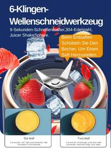 LEVIATECH 1 Stück 400ml kabelloser tragbarer elektrischer Entsafter Mixer, USB aufladbarer Mini Frucht Saft Mixer mit 6 Klingen und doppelten Bechern, Multifunktions Entsafter Mixer, geeignet für Zuhause oder Outdoor Küche Lebensmittelverarbeitung, hervorragend zum Extrahieren von Gemüse, Obst und Smoothies zubereiten. - Verschiedenfarbig - Übersicht 5