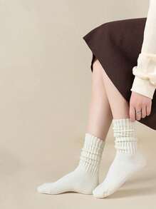 5 Pairs Of Autumn And Winter Women's Thick Warm Calf Socks, Suitable For All Seasons, Long Tube Pile Socks, Y2k