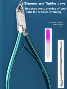 AIRCUN Professional Nail Trimming Kit With Stainless Steel Tools, Multi-Function Dead Skin Remover For Ingrown Toenails, Hangnails, Calluses, And Paronychia, Ergonomic Handle Design With Nail File & Cuttle Pusher (White/Blue)