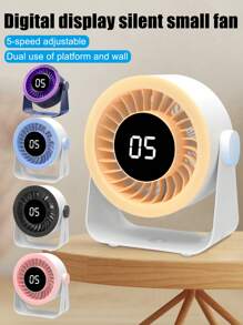 Desktop Digitale Anzeige Luftzirkulations Wandventilator, 5-Stufen Windleistung, kann mit Luftturbinen-Technologie Kühlventilator aufgeladen werden, geeignet für Outdoor-Aktivitäten, Reisen und Arbeit, 1200mAh