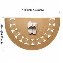 1pc Handmade Woven Linen Half-Round Rug, Half-Circle Doormat, Non-Slip Bathroom Mat, Entryway Rug, Room Decor, Quick Dry & Comfortable Washable, Suitable For Living Room, Entrance, Bathroom, Bedroom, Autumn Home Decor, Ideal For Household Use, Size: 31.49 Inches/35.43 Inches/47.24 Inches - Christmas Gift! - Camel - View 16