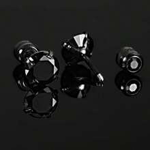 Cubic Zirconia Stainless Steel Earrings For Men - Multi-Color Gemstone Studs, Black Hypoallergenic Earrings, Everyday Jewelry Gift For Him (5 Packs/1-Pair Options)