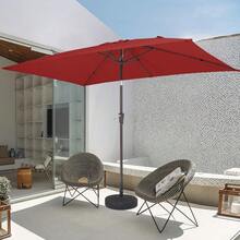 6.5x10 Ft Rectangular Patio Umbrellas Outdoor Market Umbrella With Push Button Tilt And Crank, Rectangle Table Umbrella 6 Sturdy Ribs UV Protection For Pool Garden Backyard Deck, Red - 紅色 - 查看 5