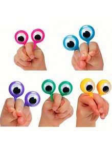5 pièces Anneaux de doigt à activation par les doigts, décoration de fête d'anniversaire créative avec gros yeux de doigt en forme de boule oculaire. (Couleurs aléatoires)