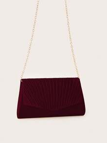 REMANLAND Elegante und leichte gefaltete Mode-Clutch, ein glamouröser und charmanter Party-/Abendtasche, perfekt für Partygirls, Bräute und Damen. Mit versteckten Kartenfächern und Fächern, kann als Umhängetasche oder Umhängetasche verwendet werden. Mit abnehmbarer Metallkette, ideal für Bälle, Bankette, Partys und ein tolles Geschenk für Ihre Lieben. - Bordeaux - Übersicht 4