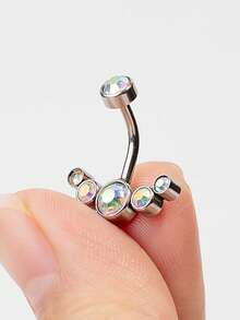 1 件内螺纹钢肚脐穿孔水晶性感肚脐环身体饰品
