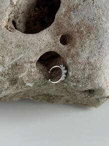 1 peça de piercing de nariz falso em aço inoxidável com design minimalista em ferradura e 5 cristais, joia para piercing sensível