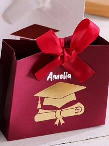 1/5/10 Bolsas de regalo personalizadas con texto, de gran tamaño, con bolsa de papel, papel de seda y tarjeta de felicitación, bolsa de regalo con asas. Adecuado para damas de honor, cumpleaños, San Valentín, fiestas de boda (disponible en negro/rosa/azul/blanco), San Valentín y temporada de graduación.