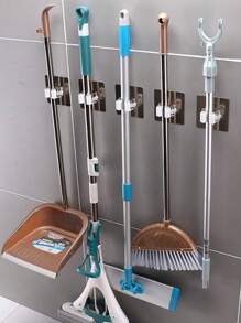 12pcs/4pcs/2pcs/1pc White Wall Mounted Strong Hook Clips, Mop Clip Storage Clips For Bathroom And Kitchen Storage
