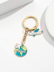1pc New Travel Theme Keychain, Handmade DIY Alloy Fashion Journey Keychain With Cloud, Airplane, Globe, Luggage Design, Creative Gift For Couple, Friend, Girlfriend, Holiday, Memorabilia, Mobile Phone, Car Accessory Car Accessories Bag Charm Backpack For School - Multicolor - View 9