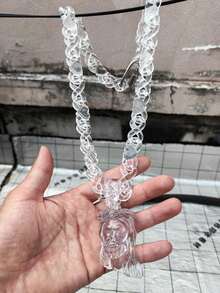 1 件时尚亚克力耶稣头荆棘链项链,适合女性日常佩戴 - 無色 - 查看 6