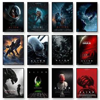 1 st/3 st väggkonst affischer med ram som tillval Vintage Alien-filmaffisch högkvalitativt tryck Klassisk vintage kanvasväggkonsttryck väggmålning heminredning present, väggkonst med ram