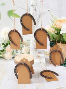 18 pièces Pendentifs Vintage Fer à Cheval Porte-Bonheur, Cadeaux d'Invités de Mariage, Fers à Cheval Décoratifs en Métal avec Étiquette en Papier Kraft et Ruban, Cadeaux Rustiques de Fers à Cheval pour Décoration de Fête de Mariage, Cadeaux et Faveurs de Mariage pour Invités, Enterrement de Vie de Jeune Fille