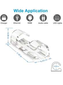 Abrazaderas adhesivas transparentes para cables (20 piezas), soportes de pared mejorados para cables, debajo de escritorios, autos, computadoras, luces de Navidad para interiores/exteriores