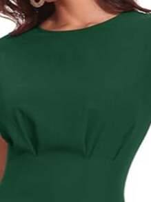 Vestidos de cóctel elegantes para mujer, vestidos de fiesta vintage de corte A, vestidos de noche midi de manga corta con bolsillos.
