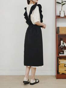 1 Pieza Delantal, Estilo Vintage Talla Grande para Mujer con Volantes, 2 Bolsillos, Ajustable con Cordones Plisados y Encaje, Adecuado para Limpieza del Hogar/Cocina/Actividades al Aire Libre/Restaurante, Cafetería, Floristería, Estudio de Arte, Salón de Belleza y Otros Lugares de Trabajo