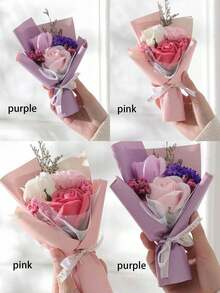 Mini Dried Rose Bouquet, Suitable For Weddings, Birthdays, Girlfriends, Teachers, Elders' Holiday Gifts, As A Gratitude Gift, Graduation Season Gift, Event Party Gift, Hand-Held Flower Gift, Eternal Flowers, Holiday Wedding Gift. - Multicolor - View 6