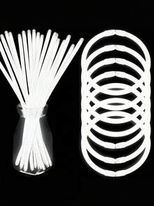 100 件-8 英寸白色荧光棒 - 圣诞节、万圣节等霓虹派对礼品 - 非常适合狂欢节、婚礼和生日，白色荧光棒派对礼品，适用于酒吧、KTV、舞会、成人和青少年，节日配饰，有趣的礼物创意