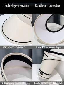 1pc Summer Foldable Outdoor Sunshade Hat With UV Protection, Empty Top, Neck Protection, Women's UV Sun Hat, Summer Large Brims, Riding, Face Covering, Flexible Sunscreen, Versatile Sun Hat