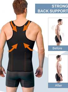 TAILONG Men Shapewear Slimming Body Shaper Compression Shirt Tank Top With Zipper Underwear For Tummy Control