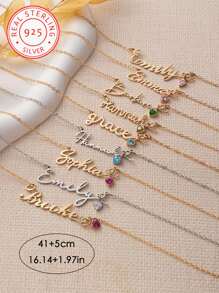 1 pezzo Collana con pendente a forma di cuore in argento 925 con zirconi e nome personalizzato, elegante e romantica, accessorio di stile bohémien per San Valentino, compleanno, anniversario, laurea, Natale, come regalo di alta gamma per amanti e madri.