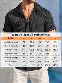 Camisas Casual de Hombre de Manga Corta para salir,  Camisas Para Hombre de Manga Corta Fiesta en playa,Verano - Negro - Ver 6