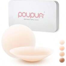 Cakes Nipple Cover No Show 1 2 4 Pairs Silicone Nipple Pasties For Women Reusable - A.奶油 - 查看 1