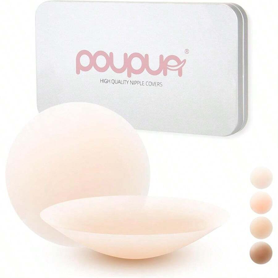 Cakes Nipple Cover No Show 1 2 4 Pairs Silicone Nipple Pasties For Women Reusable - A.奶油 - 查看 1