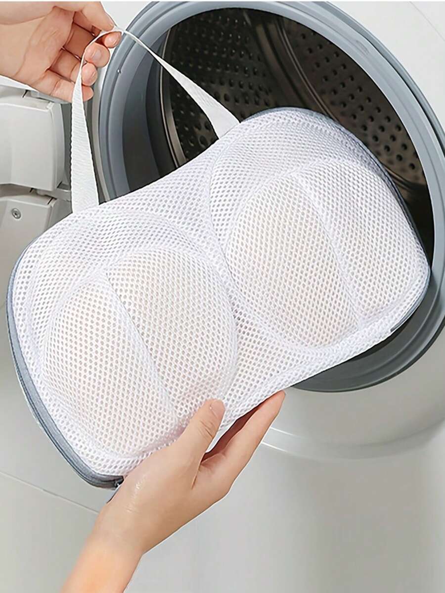 1pc/2pcs Mesh Bra Wash Bag, Thick Net Bra Laundry Bag, Washing Machine Delicates Bag With Handle And Zipper, For Women Lingerie & Underwear Accessories