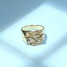 1pc Metallic Gold-Tone Minimalist Embossed Hiphop Men's Ring, Suitable For Casual Wear, Party, Event, Gift Giving