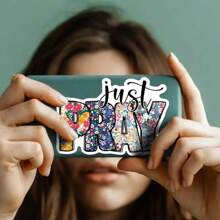 3pcs "Just Pray" Motivational Stickers With Bible Verses, Religious Inspirational Sticker For DIY Decoration On Laptops, Water Bottles, Phone Cases, Car Bumpers, Helmets, And Windows