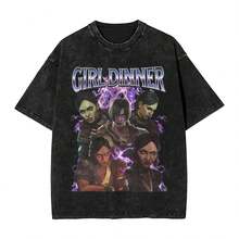 There Is A Monster Arcane Jinx T Shirts Hip Hop Washed Short Sleeve High Street T-Shirt Men Women Streetwear Summer Tee Shirt - Black - View 1