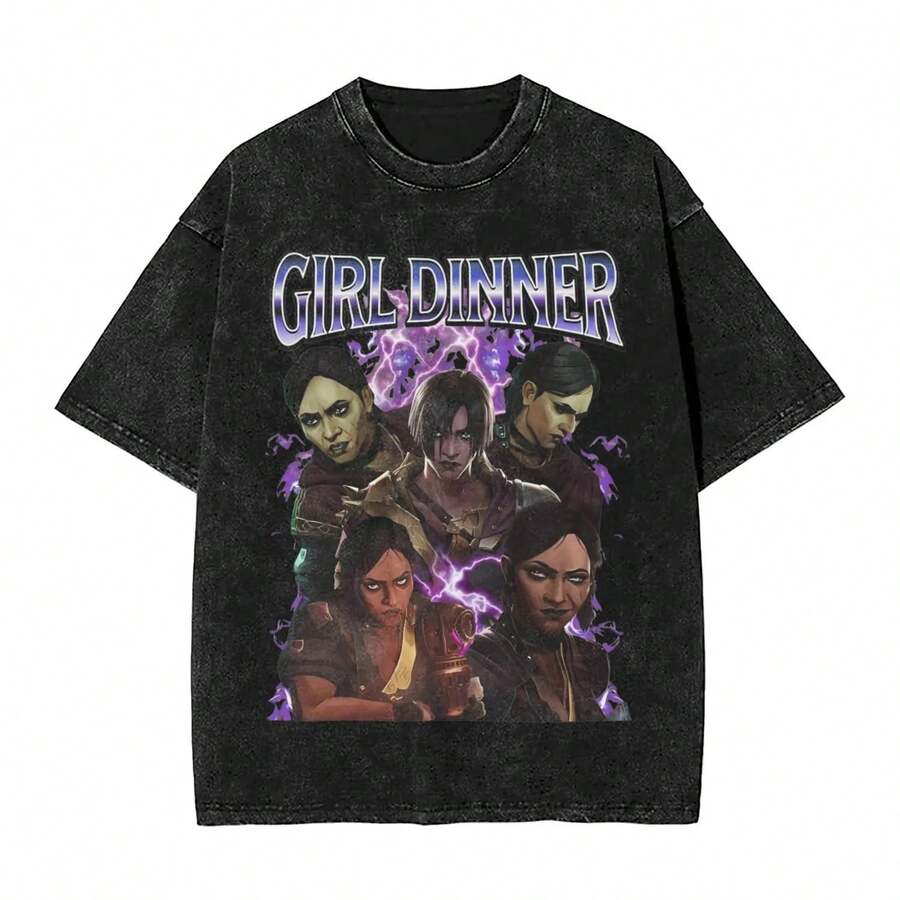 There Is A Monster Arcane Jinx T Shirts Hip Hop Washed Short Sleeve High Street T-Shirt Men Women Streetwear Summer Tee Shirt - Black - View 1