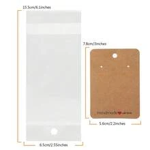 400 chiếc (200 Thẻ + 200 Túi) Làm thủ công với Vòng cổ Hoa tai Thẻ giấy Kraft dày có túi trong suốt Bộ đóng gói quà tặng trang sức - Nhiều màu - Xem 3
