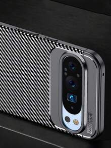 1 pieza Funda protectora compatible con Pixel 9 9 Pro 9Pro XL 8A 8, ultrafina, de textura de fibra de carbono y a prueba de golpes - Negro - Ver 2