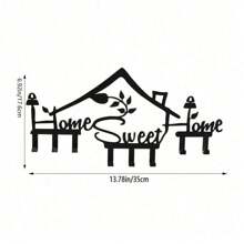 HELLOYOUNG 1 Stück Schlüsselboard "Home Sweet Home", schwarze Metall Schlüsselhalter Wandhalterung Organizer Ständer mit 8 Haken, Wanddekoration für Büro, Küche, Schlafzimmer, Durchgang und Flur, passend für moderne Wohndekoration