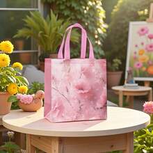 12 قطعة / مجموعة أكياس قماش غير منسوجة بنقوش زهرية، هدايا عيد، حفلات عيد الميلاد، التعبئة والتغليف، حقائب تسوق، أكياس مقاومة للماء