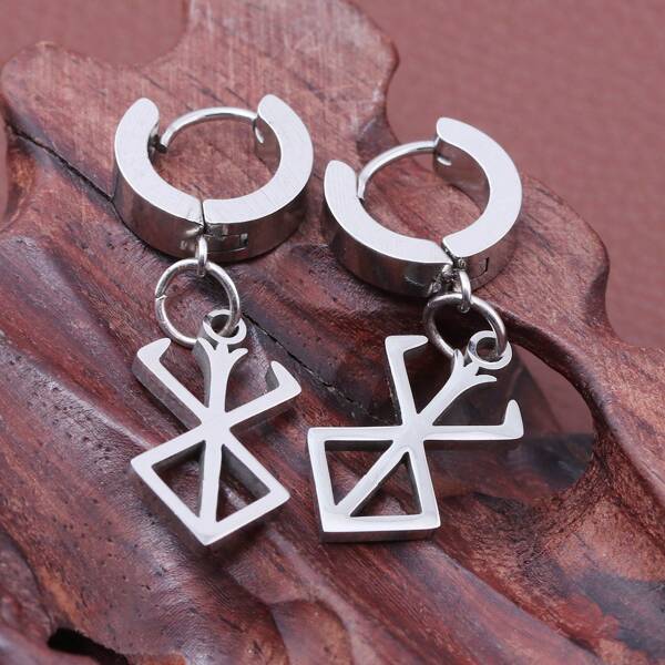 1 pezzo Orecchini in acciaio inossidabile con simbolo del brand Emollettee dell'anime, accessori gioiello per collezionisti di anime