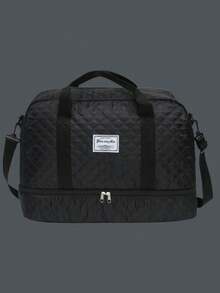 纯色简约旅行行李拉链手提包，多功能独立鞋隔层大容量收纳单肩包，轻巧方便，适合户外包，适合学校，学校配件，学校用品