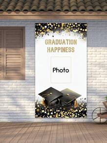 1pc Customizable Photo Graduation Season Party Decoration Door Curtain, Celebration Banner