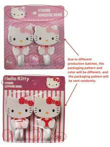 Sanrio 2Pcs/Set Hello Kitty Strong Self Kuromi Adhesive Hooks My Melody Key Storage Hanger For Kitchen Bathroom Door Wall Multi Function(Some Parts May Be Random)
