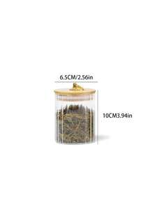 1pc Glass Material Food Storage Container, Candy Jar, Nuts Storage Bottle, Popcorn Container, Suitable For Home Kitchen And Dining Room Organization
