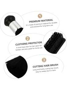 2PCS Black Barber Hair Brush Set – Premium Men's Shaving Soft Brush & Makeup Cleaning Salon Tool With Black ABS Handle – Nylon Bristles For Smooth Hair Styling And Shaping