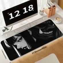 1 grote Anime Girls and Demons gaming-muismat met cool zwart design - dikke, antislip rubberen basis, gemakkelijk schoon te maken, nauwkeurige randen, rechthoekige bureau-onderlegger voor gamers en op kantoor, bureau-onderlegger, opvallend karakterontwerp, gemakkelijk schoon te maken oppervlak