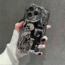 Elektroplattierte Creme-Wellen-Handyhülle, kompatibel mit iPhone 17 Air/17/16E/15/14/13/12/11 Pro/Plus/Pro Max, X/XS Max, TPU Weichhülle, Unisex, einfach und stilvoll, stoßfest - Silber - Übersicht 2