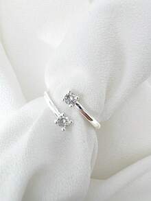 Kit With Two Heart And Zirconia Phalanx Rings And Two Zirconias Silver Plated - Bạc - Xem 8