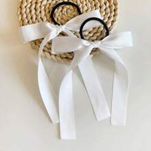 2pcs Women's Minimalist Fashion Pink Bow Hair Scrunchie, Ballerina Style Ribbon Hair Tie, Cute Hair Accessories Suitable For Everyday Use
